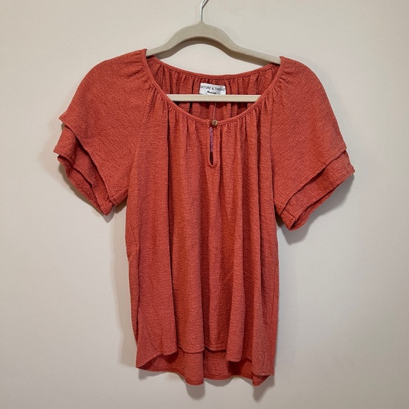 Madewell texture and thread tiered sleeve top - Picture 2 of 5